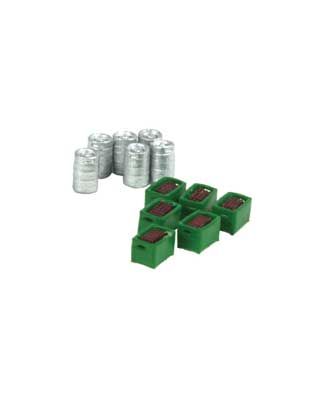 KAT8521245, Kato USA - 6 Beer Kegs and 6 Boxes of Bottles - N scale
