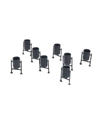 KAT85211014, Kato USA - Metal Trash Cans on Supports - N scale
