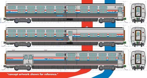 KAT10680041, Kato USA - Viewliner II Set, Interior Light, 2 Sleepers, Diner, Baggage-Dorm - Ready t - N scale