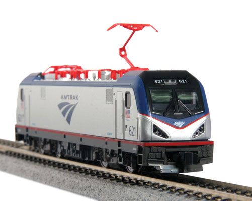 KAT1373001DCC, Kato USA - Siemens ACS-64 Electric - DCC -- Amtrak #600 &quot;David L. Gunn&quot; (silver, blue, red; Travelscape Logo) - N scale