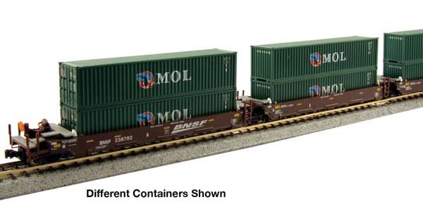 KAT1066210, Kato USA - Gunderson Maxi-I 5-Unit Container Well Car w/40&#39; Containers - Ready to Run - N scale
