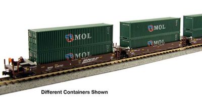 KAT1066210, Kato USA - Gunderson Maxi-I 5-Unit Container Well Car w/40&#39; Containers - Ready to Run - N scale