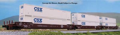 KAT1066186, Kato USA - Gunderson MAXI-IV 3-Unit Well Car with 6 53&#39; Containers - Ready to Run - N scale