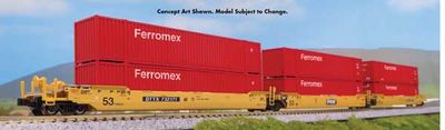KAT1066188, Kato USA - Gunderson MAXI-IV 3-Unit Well Car with 6 53&#39; Containers - Ready to Run - N scale