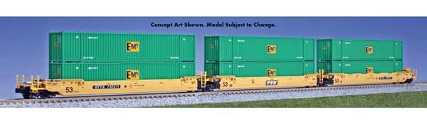 KAT1066187, Kato USA - Gunderson MAXI-IV 3-Unit Well Car with 6 53&#39; Containers - Ready to Run - N scale