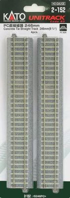 KAT2152, Kato USA - Straight Track w/Concrete Ties - Unitrack - HO scale