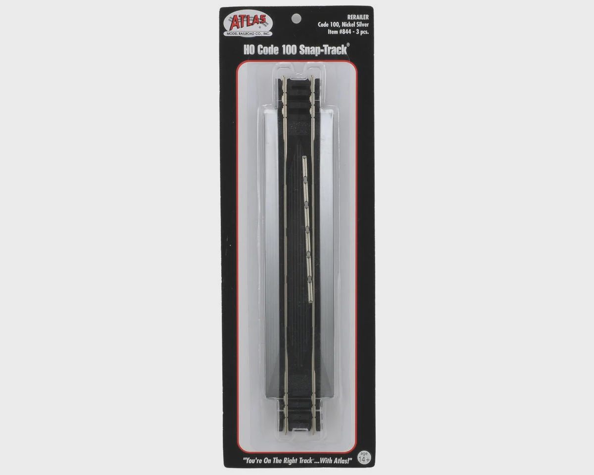 ATL844, Atlas Railroad HO-Gauge Code 100 Snap-Track 9&quot; Re-Railer (3) (3 pack)