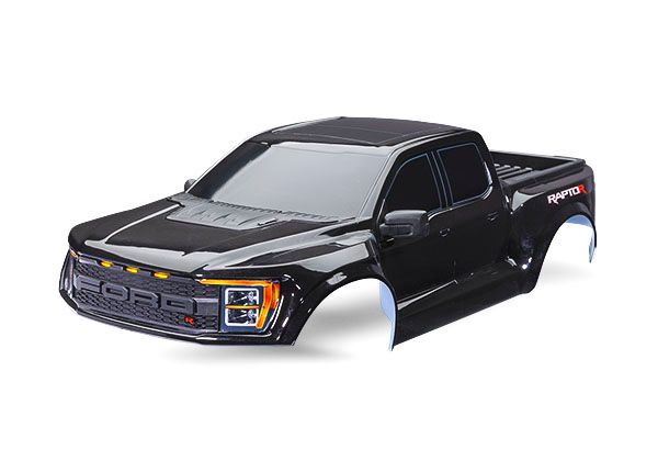 Traxxas Body, Ford Raptor R, complete (black) (includes grille, tailgate trim, side mirrors, decals, &amp; clipless mounting) (requires #10124 &amp; 10125 body mounts)