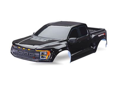 Traxxas Body, Ford Raptor R, complete (black) (includes grille, tailgate trim, side mirrors, decals, &amp; clipless mounting) (requires #10124 &amp; 10125 body mounts)