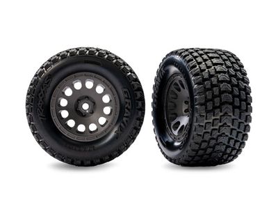 TRA10772-GRAY, Traxxas Gray Front Mini XRT Wheels w/ Gravix Tires (2)