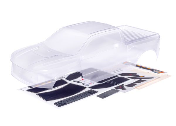Traxxas Body, Ford Raptor R (clear, requires painting)/ window masks/ decal sheets