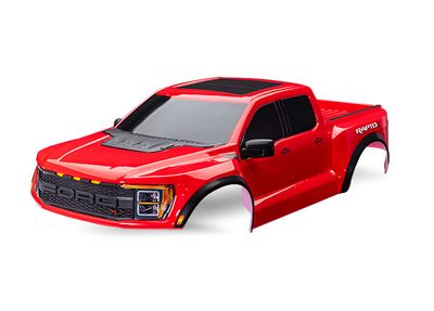 Traxxas Body, Ford Raptor R, complete (red) (includes grille, tailgate trim, side mirrors, decals, &amp; clipless mounting) (requires #10124 &amp; 10125 body mounts)