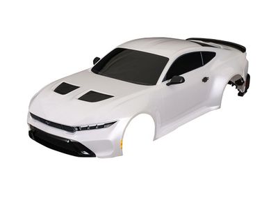 Traxxas Body, Ford Mustang, complete (white) (painted, decals applied) (includes side mirrors, spoiler, grilles, vents, &amp; clipless mounting)