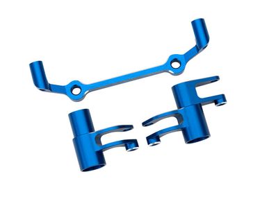 Traxxas Steering bellcranks, drag link (blue-anodized 6061-T6 aluminum)/ 5x8x2.5mm ball bearings (2)/ 6x10x3mm ball bearings (2)/ 3x11mm SS (with threadlock) (2)/ 3x18mm BCS (with threadlock) (2)/ 3x1