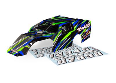 TRA10411-GRN, Traxxas Body, Slash Modified, Green (painted, decals applied) (assembled with front &amp; rear body latches and body support for clipless mounting)