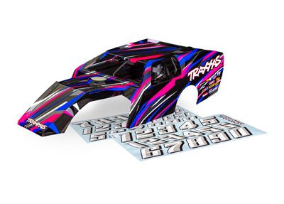 Traxxas Body, Slash Modified, pink (painted, decals applied) (assembled with front &amp; rear body latches and body support for clipless mounting)