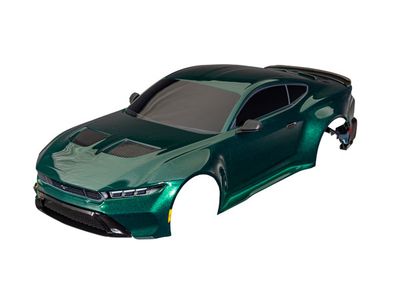 Traxxas Body, Ford Mustang, complete (green) (painted, decals applied) (includes side mirrors, spoiler, grilles, vents, &amp; clipless mounting)
