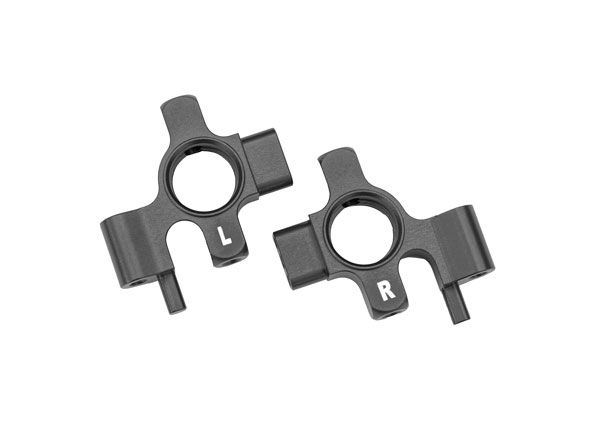 Traxxas Steering blocks, 6061-T6 aluminum (gray-anodized), left &amp; right/ 3x12mm BCS (with threadlock) (4)/ 3x18mm BCS (with threadlock) (2)/ 2.5x6mm BCS (with threadlock) (2)