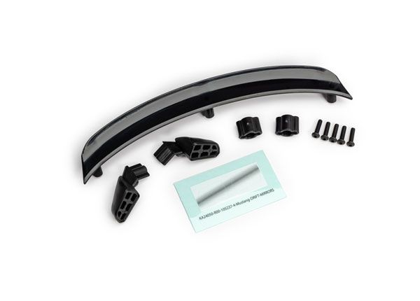 Traxxas Mirrors, side, black (left &amp; right)/ mirror retainers (2)/ spoiler, black/ 2.5x10 BCS (5) (fits #10511 body)