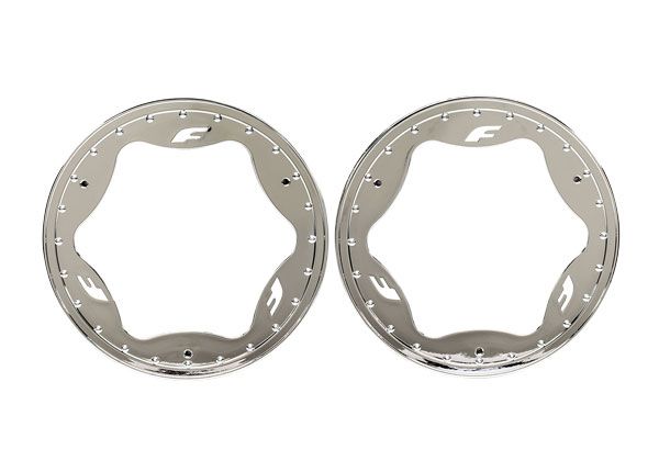 Traxxas Beadlock rings, rear, chrome (3.9") (2)