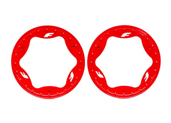 Traxxas Beadlock rings, rear, red (3.9") (2)