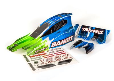 TRA2450X, Traxxas Body, Bandit (also fits Bandit VXL), green/ wing (painted, decals applied)