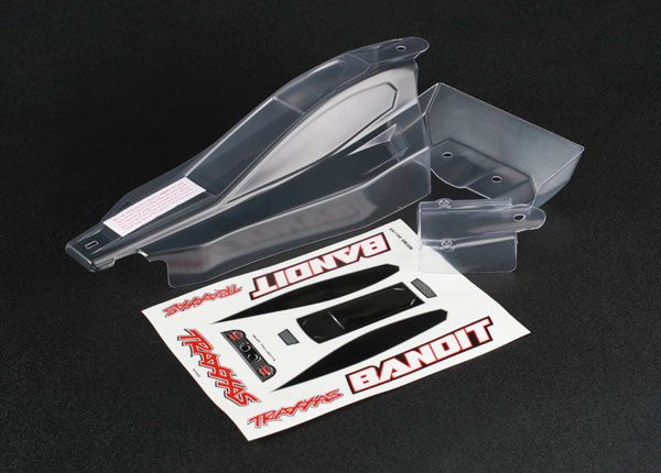 Traxxas Body, Bandit (front &amp; rear) (clear, requires painting)/ window, lights, grille decal sheet