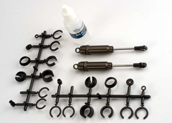 Traxxas Big-bore shocks (x-long) (hard-anodized &amp; PTFE-coated T6 aluminum) (assembled with TiN shafts) w/o springs (rear) (2)