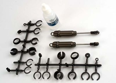 Traxxas Big-bore shocks (x-long) (hard-anodized &amp; PTFE-coated T6 aluminum) (assembled with TiN shafts) w/o springs (rear) (2)