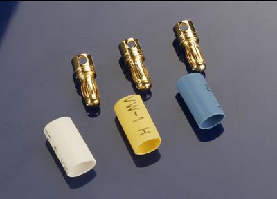 TRA3342, Traxxas Bullet connectors, male, 3.5mm (3) / heat shrink