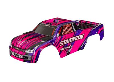 Traxxas Body, StampedeÔøΩ (also fits StampedeÔøΩ VXL), pink (painted, decals applied) (assembled with front &amp; rear body mounts for clipless mounting)-1