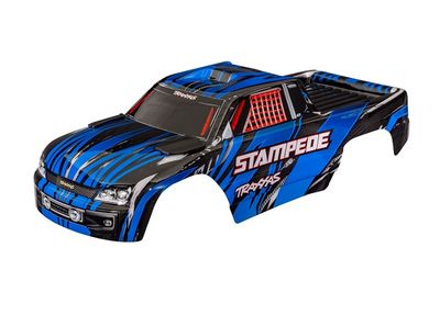 Traxxas Body, StampedeÔøΩ (also fits StampedeÔøΩ VXL), blue (painted, decals applied) (assembled with front &amp; rear body mounts for clipless mounting)-1