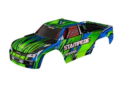 Traxxas Body, StampedeÔøΩ (also fits StampedeÔøΩ VXL), green (painted, decals applied) (assembled with front &amp; rear body mounts for clipless mounting)-1