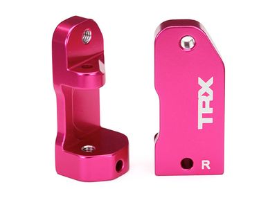 Traxxas Caster blocks, 30-degree, pink-anodized 6061-T6 aluminum (left &amp; right)/ suspension screw pin (2)