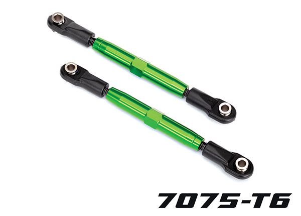 Traxxas Camber links, rear (TUBES green-anodized, 7075-T6 aluminum, stronger than titanium) (73mm) (2)/ rod ends (4)/ aluminum wrench (1) (#2579 3x15 BCS (4) required for installation)