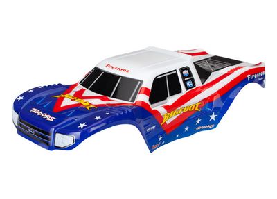 Traxxas Body, BigfootÔøΩ Red, White, &amp; Blue, Officially Licensed replica (painted, decals applied)