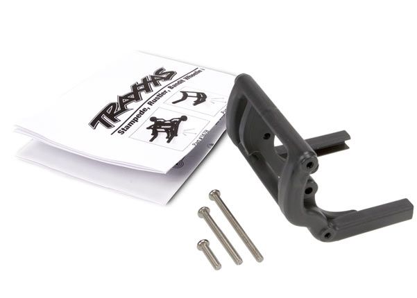 TRA3677, Traxxas Wheelie bar mount (1)/ hardware (Stampede, Rustler, Bandit series)