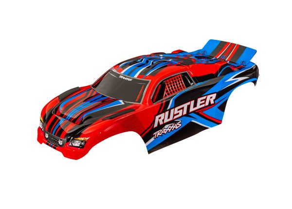 Traxxas Body, RustlerÔøΩ (also fits RustlerÔøΩ VXL), red (painted, decals applied) (assembled with front &amp; rear body mounts for clipless mounting)