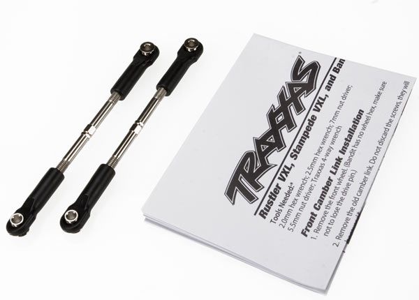 TRA3645, Traxxas Turnbuckles, toe link, 61mm (96mm center to center) (2) (assembled with rod ends and hollow balls) (fits Stampede)