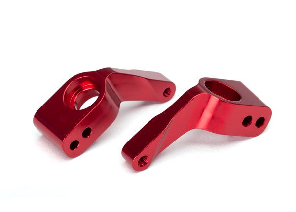 Traxxas Stub axle carriers, Rustler/Stampede/Bandit (2), 6061-T6 aluminum (red-anodized)/ 5x11mm ball bearings (4)