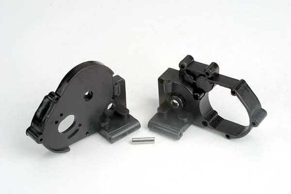 TRA3691, Traxxas Gearbox Halves w/Idler Shaft (Black)