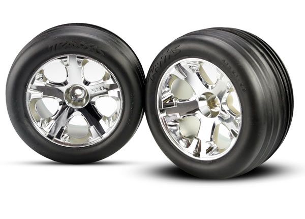 TRA3771, Traxxas Alias Front Tires w/All-Star Wheels (2) (Chrome) (Standard)