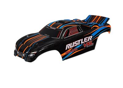 Traxxas Body, Rustler VXL, orange (painted, decals applied)-1