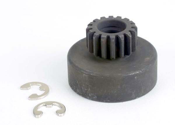 Traxxas Clutch bell, (16-tooth)/5x8x0.5mm fiber washer (2)/ 5mm E-clip (requires #2728 - ball bearings, 5x8x2.5mm (2)