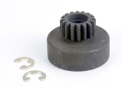 Traxxas Clutch bell, (16-tooth)/5x8x0.5mm fiber washer (2)/ 5mm E-clip (requires #2728 - ball bearings, 5x8x2.5mm (2)