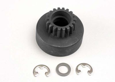 Traxxas Clutch bell (18-tooth)/5x8x0.5mm fiber washer (2)/ 5mm e-clip (requires 5x10x4mm ball bearings part 4609)
