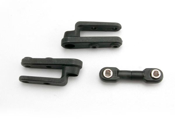 Traxxas Servo horns, steering (2)/ steering link (3x12mm threaded rod (1)/ rod ends (2)/ hollow balls (2)