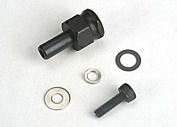 Traxxas Adapter nut, clutch/ 3x10mm cap screw/washer/ split washer (not for use with IPS crankshafts)