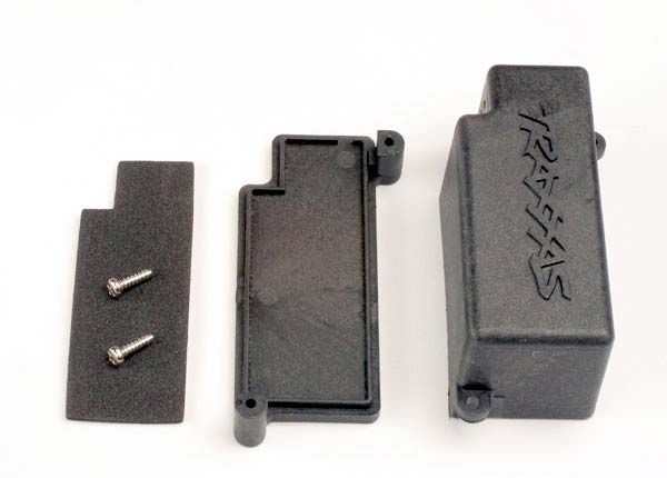 Traxxas Box, battery (black)/ adhesive foam chassis pad/charge jack plug (rubber)