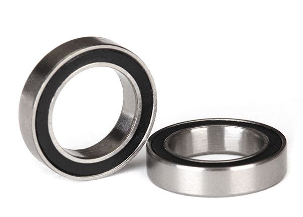 TRA5120A, Traxxas Ball bearings, black rubber sealed (12x18x4mm) (2)
